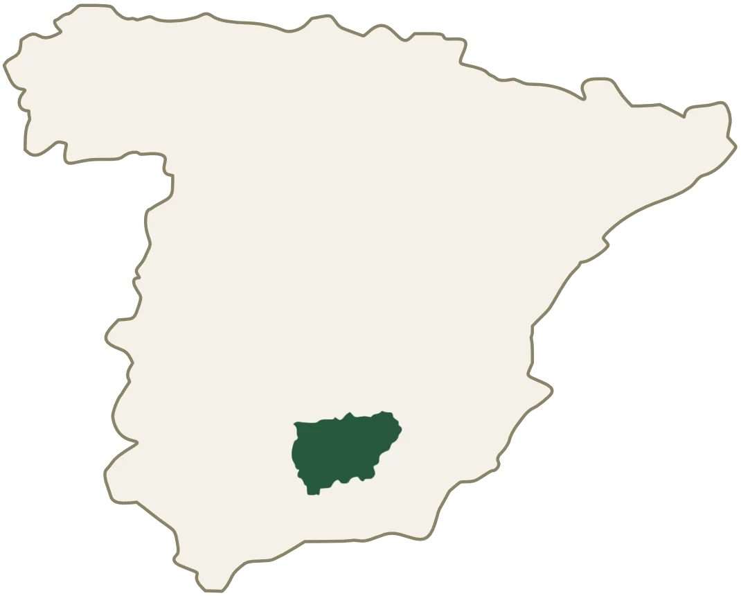 Map of Spain with the Jaén region highlighted
